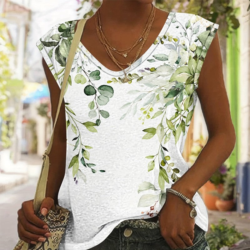Aurelia Floral V-Neck Summer Tee