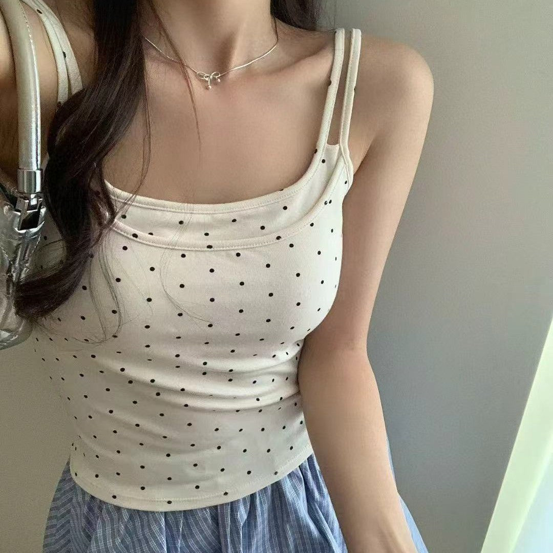 Elara Polka-Dot Backless Sling Top