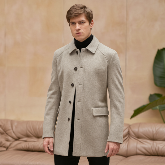 Men’s Roman Wool Coat – Slim Fit, Water-Resistant & Elegant
