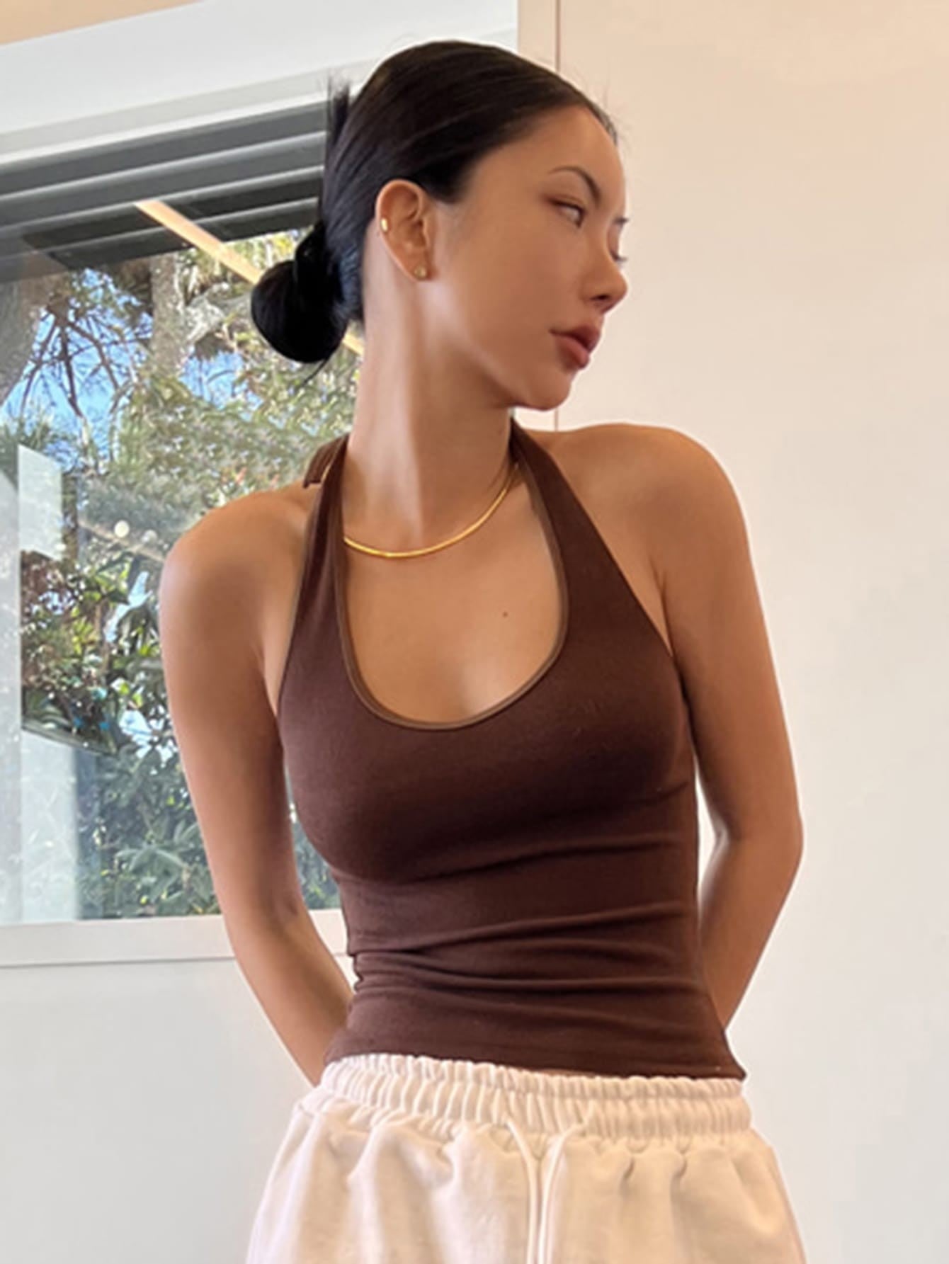 Selene Backless Halter Crop Top