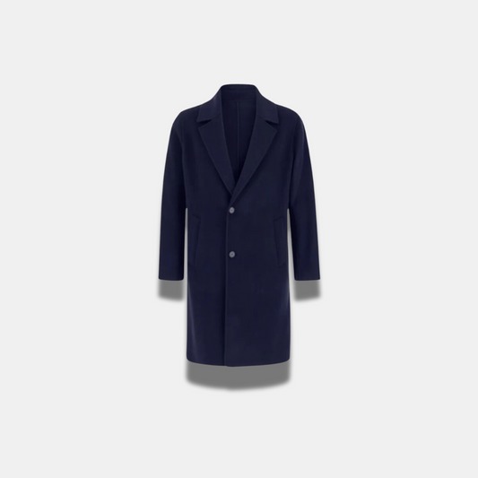 Women’s Tailored Long Winter Coat – Elegant, Insulated & Versatile in Navy Blue